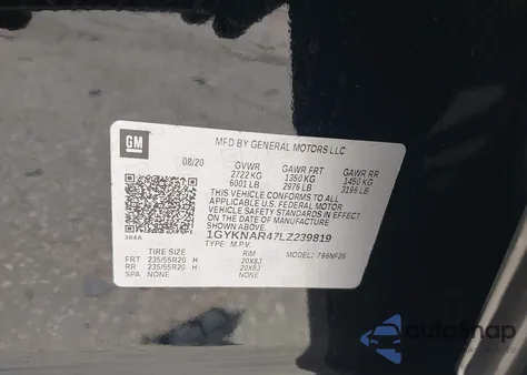 2020 Cadillac Xt5 Fwd Luxury from USA, damaged, VIN 1GYKNAR47LZ239819